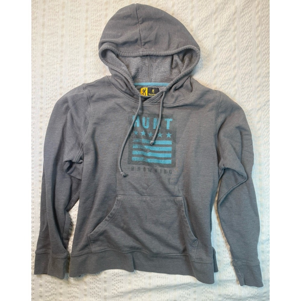 Browning Hoodie Gray Fleece Hunting‎ Graphic Pullover 2XL (See Meas)